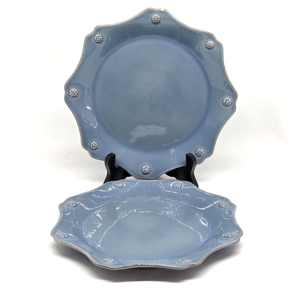 Juliska Chambray Set Of 2 Berries And Thread 9"  Salad Plates Read    Portugal